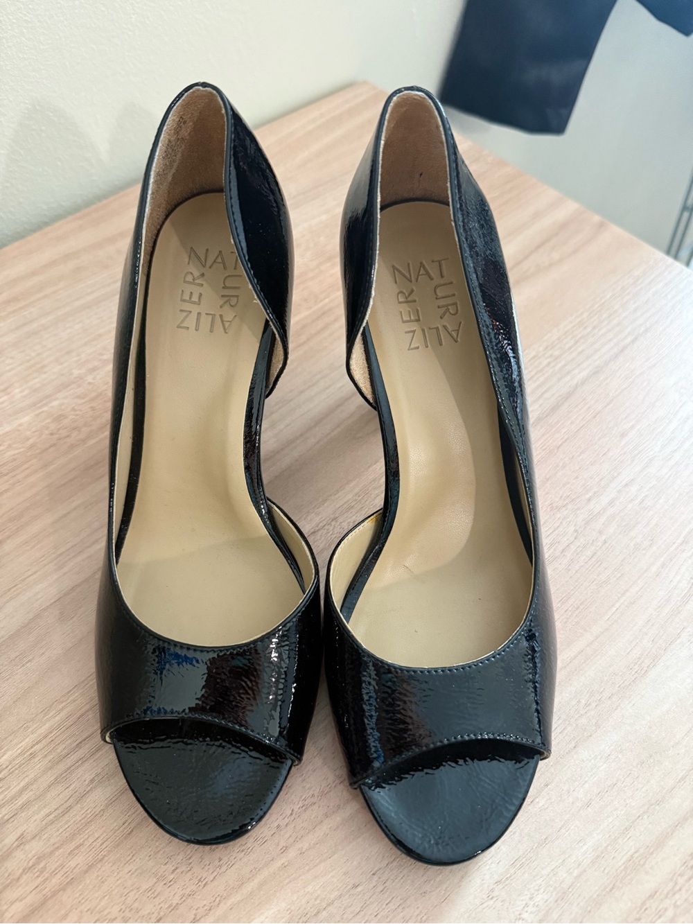 Naturalizer Black Patent Peep-Toe Heels